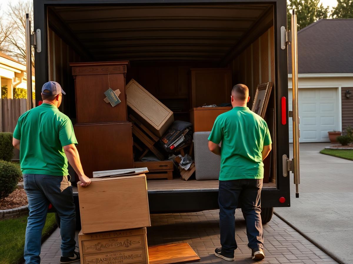 Ridge Line Yard & Haul crew loading furniture into the trailer